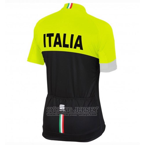 2016 Cycling Jersey Italy Black and Yellow Short Sleeve and Bib Short